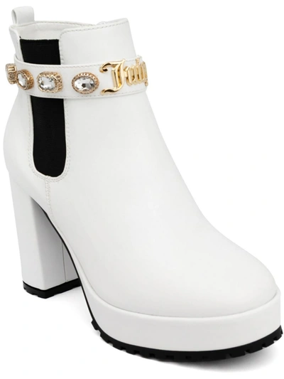 Juicy Couture Python Womens Faux Leather Embellished Chelsea Boots In Multi
