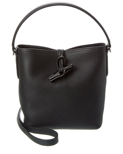 Shop Longchamp Roseau Essential Leather Bag In Black