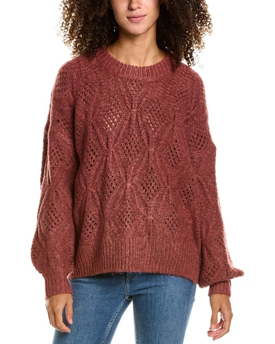 Shop Madewell Cayden Pointelle Balloon Sleeve Wool-blend Pullover In Red