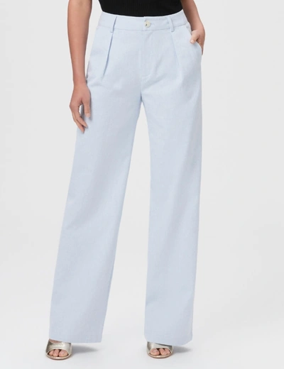 Shop Paige Dallas Linen Blend Trouser In Light Chambray In Multi