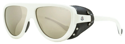 Shop Moncler Unisex Pilot Sunglasses Ml0089 21c White/black 57mm