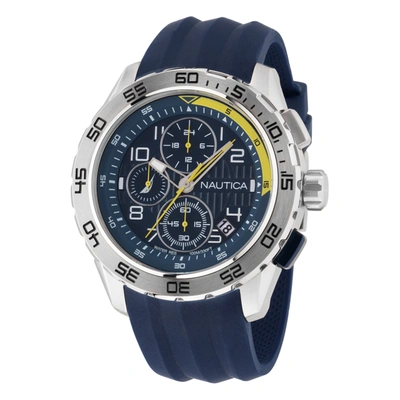 Shop Nautica Nst 101 Recycled Silicone Chronograph Watch In Blue