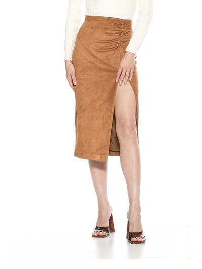 Alexia Admor Zayla Faux Suede Pencil Skirt In Brown