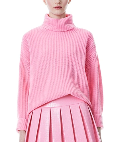 Shop Alice And Olivia Norma Easy Turtleneck Wool-blend Pullover In Pink