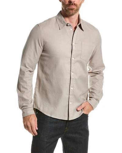 Shop Frame One-pocket Brushed Flannel Shirt In Grey