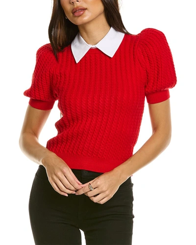 Shop Alice And Olivia Chase Cable Wool-blend Sweater In Red