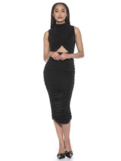 Alexia Admor Khloe Sleeveless Ruched Cutout Midi Dress In Black