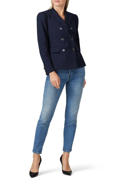Shop Rebecca Taylor Double Breasted Jacket In Blue