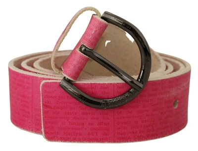 Shop John Galliano Leather Letter Logo Round Buckle Waist Women's Belt In Pink