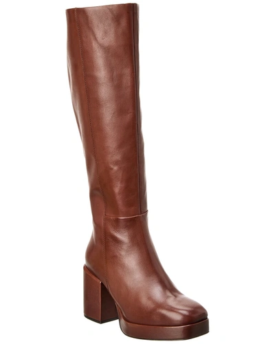 Shop Seychelles No Love Lost Leather Platform Knee-high Boot In Brown