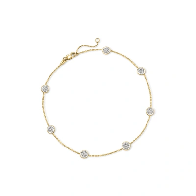 Shop Ross-simons Pave Diamond Station Anklet In 14kt Yellow Gold