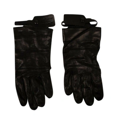 Shop Off-white Black Leather 'tag' Driver Gloves