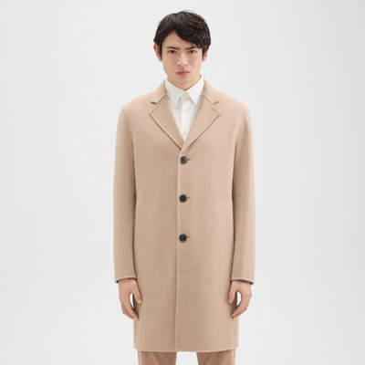 Shop Theory Almec Coat In Double-face Wool-cashmere In Palomino/lt Grey Mel