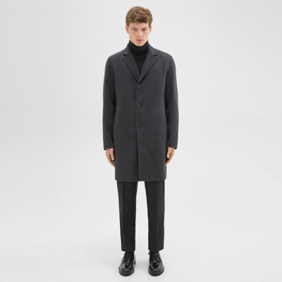 Shop Theory Almec Coat In Double-face Wool-cashmere In Dark Charcoal Melange