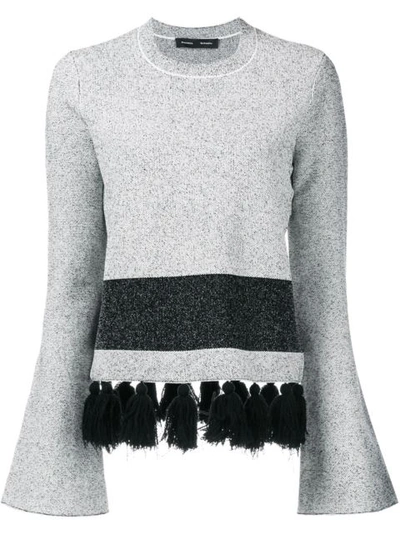 Proenza Schouler Women's Flared Sleeve Tweed Knit Jumper In White And Black