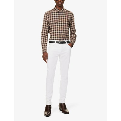 Shop Tom Ford Men's Combo Brown Western Check-patterned Regular-fit Cotton-blend Shirt