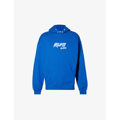 Shop Axel Arigato Mens Brand Blue Tag Logo-embroidered Organic-cotton Hoody