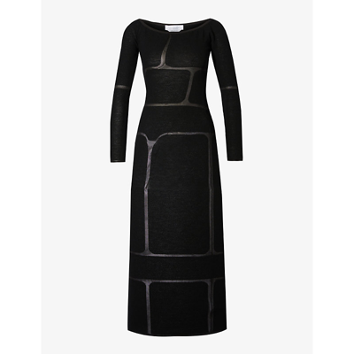 Shop Gabriela Hearst Womens Black Sebbie Panelled Wool, Silk And Cashmere-blend Knitted Maxi Dress