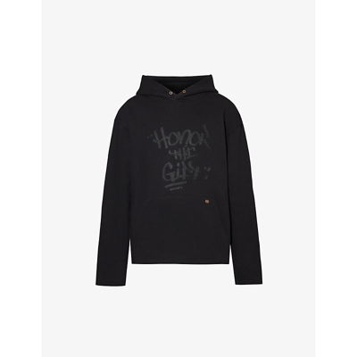 Shop Honor The Gift Mens Black Script Logo-embroidered Cotton-jersey Hoody