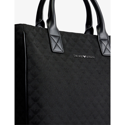 Shop Emporio Armani Black Detachable-strap Woven Tote Bag