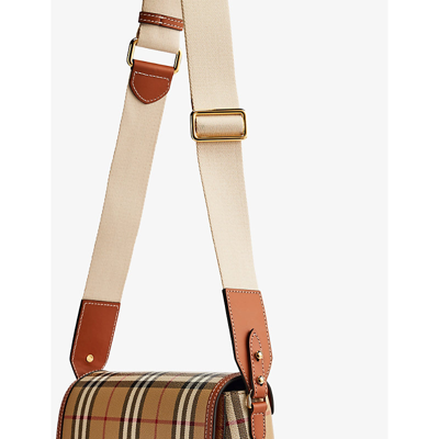 Shop Burberry Note Check-print Shell Cross-body Bag In Briar Brown