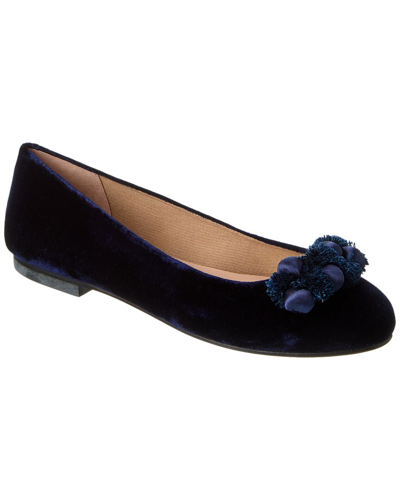 Shop French Sole Ellis Velvet Flat In Blue