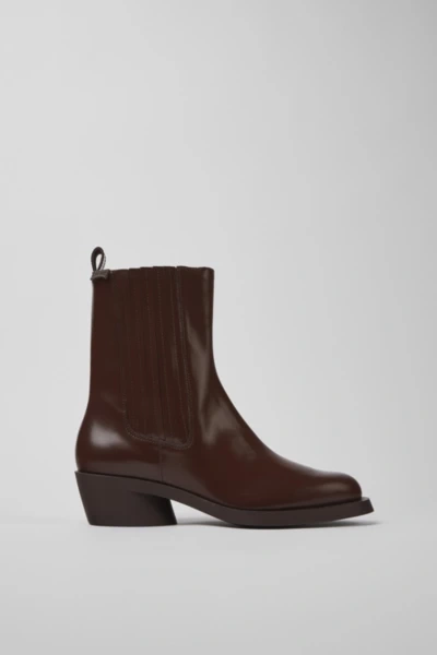 Shop Camper Bonnie Leather Ankle Boots In Maroon, Women's At Urban Outfitters