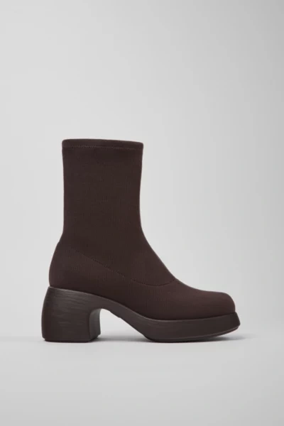 Shop Camper Thelma Knit Ankle Boot In Maroon, Women's At Urban Outfitters