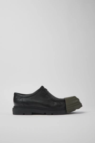Shop Camper Junction Leather Moc-toe Shoes In Black/green, Men's At Urban Outfitters