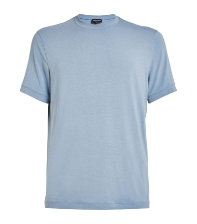 Shop Giorgio Armani Crew-neck T-shirt In Blue