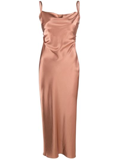 Shop Nanushka Fiore Slip Dress - Women's - Recycled Polyester/acetate In Brown