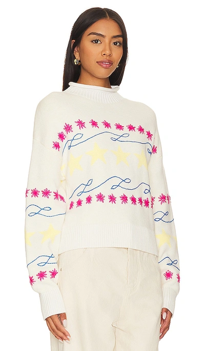 Shop Central Park West Stella Star Motif Roll Neck Sweater In Ivory