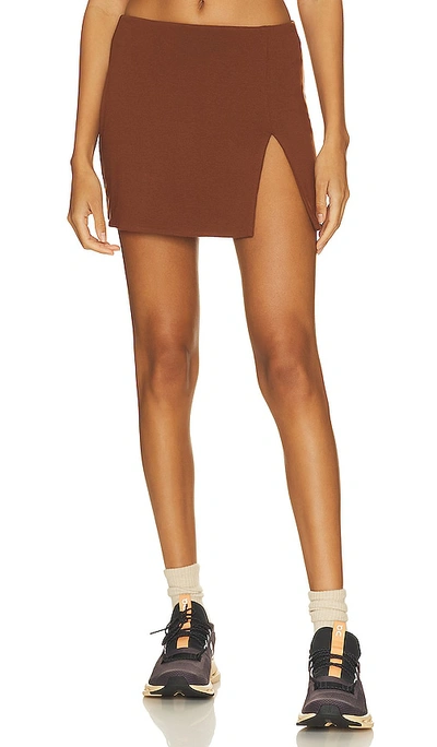Shop Afrm X Revolve Essentials Moly Skirt In Chocolate