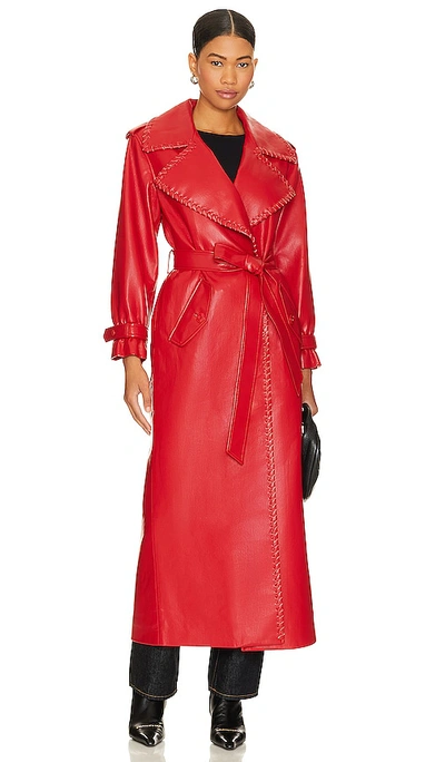 Shop Alice And Olivia Nevada Faux Leather Trench In Red
