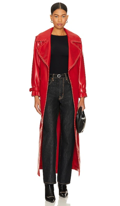 Shop Alice And Olivia Nevada Faux Leather Trench In Red
