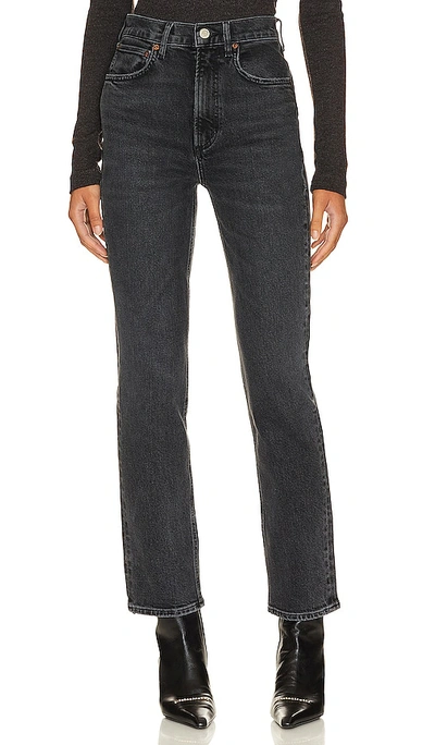 Agolde + Net Sustain Stovepipe High-rise Straight-leg Organic Jeans In Black