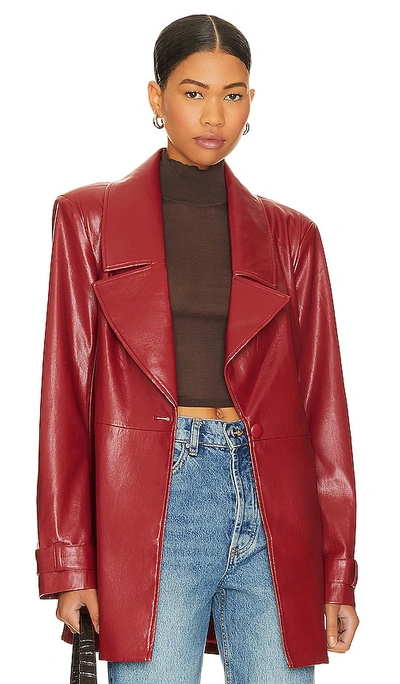 House Of Harlow 1960 X Revolve Bordeaux Faux Leather Blazer In Red
