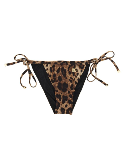 Shop Dolce & Gabbana Leopard Printed Bikini Briefs In Multi