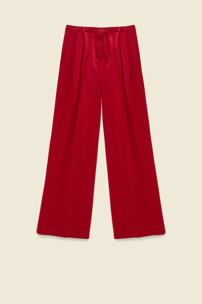 Shop Dorothee Schumacher Flowing Pleated Pants In Red