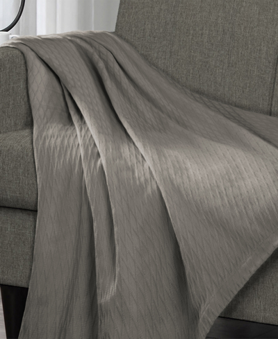 Superior Diamond Pattern All Season Woven Cotton Blanket, California King In Grey