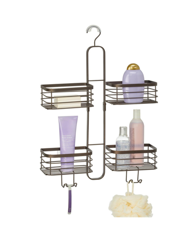 mDesign Hanging Metal Shower Caddy - Bottle Organizer Shelf for Shower - Bronze