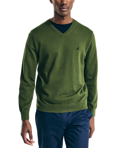 Shop Nautica Men's Navtech Performance Classic-fit Soft V-neck Sweater In Chive