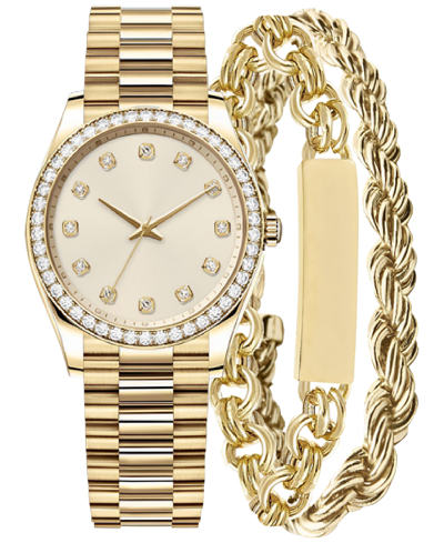 Shop Jones New York Women's Gold-tone Bracelet Watch Gift Set 46mm