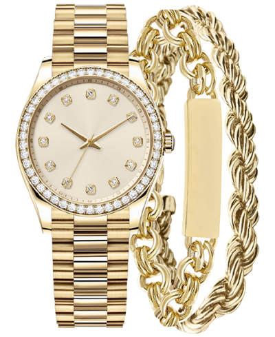 Jones New York Women's Gold-tone Bracelet Watch Gift Set 46mm In Gold