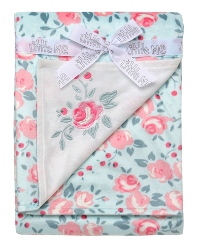Shop Little Me Baby Girls Newborn Rose Embroidery Blanket In Pink
