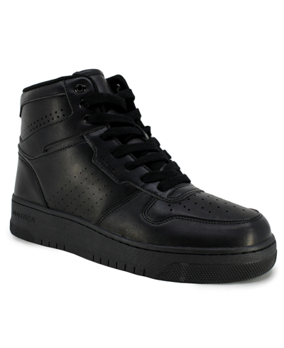 Shop Nautica Little Boys Oakford High Top Sneakers In Black Mono