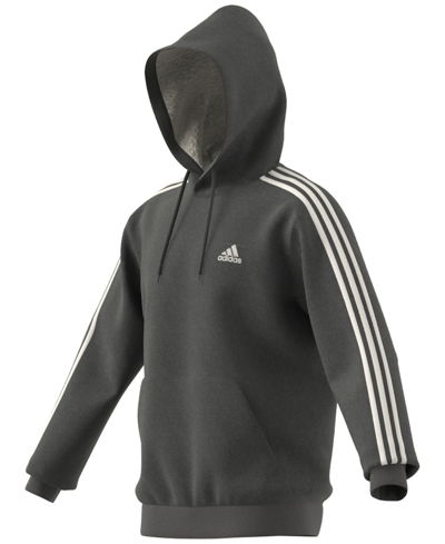 Shop Adidas Originals Adidas Men's Essentials 3-stripes Regular-fit Fleece Hoodie, Regular & Big & Tall In Dgh/wht