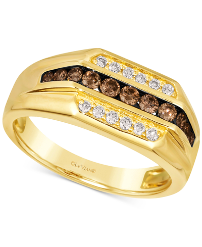 Shop Le Vian Men's Chocolate Diamond & Nude Diamond Three Row Ring (5/8 Ct. T.w.) In 14k Gold