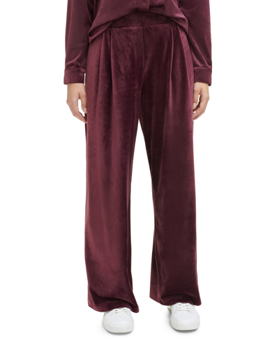 Calvin Klein Women's Wide-Leg Velour Pants - Macy's