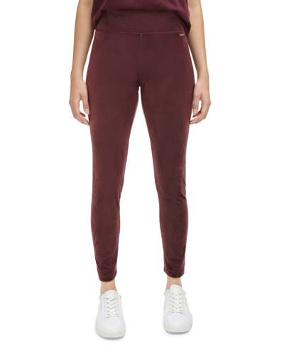 Calvin Klein Women's Velour Leggings In Port